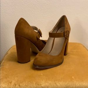 Mix No 6 Brown Suede Mary Jane Chunky Heel